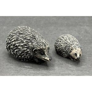 Vintage Mom & Baby Hedgehog Figurines Resin Animal Sculptures Collectibles